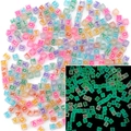 Perline alfabetiche in acrilico fosforescenti per gioielli fai da te in colori neon - Lettere Colorate Quadrate e Bianco Trasparente Luminoso