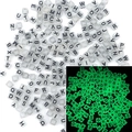 Perline cubiche con lettere luminose in acrilico per gioielli fai-da-te glow - Lettere Nere Quadrate e Bianco Trasparente Luminoso
