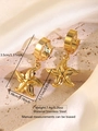 Detail of golden starfish pendant hoop earrings made of polished stainless steel - Starfish Style