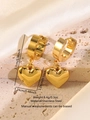 Detailed measurement of gold heart hoop earrings in stainless steel with size dimensions - Polished Heart Style
