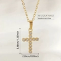 Detail of gold cross pendant with 12 zircons including dimensions and weight markings - 12 Round Zirconia Cross Style (FSY067XL)