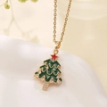 Macro detail of Christmas tree pendant with green enamel and sparkling white zircons - Triple Rhinestone Xmas Tree(FSY066XL)