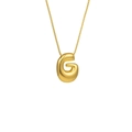 Polished gold titanium steel necklace featuring a 3D puffy letter G pendant on box chain - Letter G (TP-04744-01)