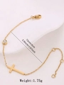 Detail of 1.75g gold cross bracelet with zircon showing 15cm length and lobster clasp - Cross and Single Zirconia Style (JX045)