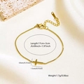 Detailansicht eines Goldkreuz-Armbands mit verstellbarer 17cm plus 5cm Boxkette - Box-Kette Horizontaler Kreuz Stil (FSY772SL)