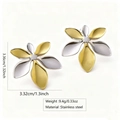 Boucles d'oreilles fleurs bicolores en acier inoxydable avec mesure de 3,3 cm - Fleur Bicolore Or Argent