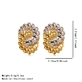 Detailed view of bicolor sunflower earrings in stainless steel with exact measurements - Sunflower Petal Two-Tone Patchwork Style (BD044EH)