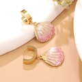 Orecchini a conchiglia in smalto rosa e bianco in acciaio inossidabile dorato - Ciondolo Conchiglia Rosa (FYD6216EH-pink)