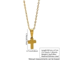 Detail view of 18k gold plated cross necklace with dimensions 1.79cm and 38.5cm length - Cross Necklace (FSY077XL)