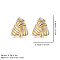 Detail showing dimensions of two-tone twisted triangle earrings in stainless steel - Triangle Twisted Texture Style (BD031EH)