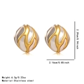 Detailed macro view of two-tone geometric earrings showing precise 2.39cm measurements - Square Rounded Corners Embossed Style (BD033EH)