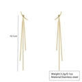 Detail view of 10.1cm gold stainless steel tassel earrings with weight and material specs - Stainless Steel Tassel Earrings / Gold
