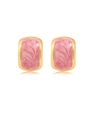 Elegante goldene geometrische Ohrstecker mit rosa Marmor Emaille Inlay für Damen - Fuchsia
