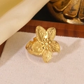Golden flower petal ring in vintage stainless steel jewelry set with adjustable band - Flower Adjustable Ring (FYD6136JZ)