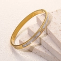 Détail d'un bracelet doré 18 carats avec incrustation de nacre et cristaux scintillants - Style Incrustation de Coquille Blanche (CX801)