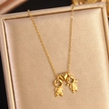 Elegant 18k gold plated necklace with heart and boy-girl pendants on leather jewelry box - Heart And Boy Girl Pendant