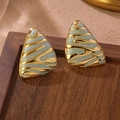 Vue détaillée de boucles d'oreilles triangles dorées avec émail vert menthe - Style Triangle Irrégulier (FYD6076EH-blue)