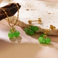 Elegant gold cherry jewelry set with green stones including a necklace and stud earrings - Jewelry (LM006) / Green