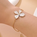 Elegantes 18k vergoldetes Edelstahlarmband mit weißer Emailleblume für Damen im Alltag - Weißes Emaille Blumen Armband (FYD6217SL)