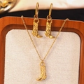 Vintage stainless steel cowboy boot necklace and earring set with floral engraving - Cowboy Boot Necklace And Earrings Jewelry (BG049XL+BG049EH)