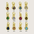 Set van twaalf peervormige geboortesteen hangers, 18k verguld voor gepersonaliseerd - Januari Hanger / Goud