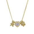 Goldene Herz-Halskette mit lila Geburtsstein und diamantbesetzten Jungen- und Mädchen-Anhängern - Juni Geburtsstein (JUN)