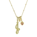 Halskette mit rosa Herz Kristall und Buchstabe J Anhänger in Gold Optik für Damen - Schreibschrift Buchstabe J (Halskette J)