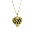 Golden heart lattice necklace with February amethyst-tone birthstone pendant detail - February