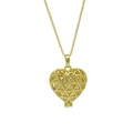 Golden heart-shaped cage pendant necklace with December birthstone and delicate chain - April