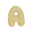 Golden bubble letter A pendant with clear zircon inlay for customizable bracelets - Gold Letter A