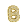 Golden pave zircon letter B charm for customizable bubble alphabet bracelets - Gold Letter B