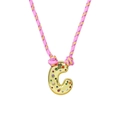 Colorful woven necklace with a gold-plated letter C pendant and multicolor zircons - Letter C (Gold C-Necklace) / Gold