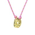 Golden bubble letter D pendant with colorful crystals on pink woven cord necklace - Letter D (Gold D-Necklace) / Gold