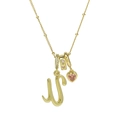 Goldene Halskette mit rosa Herz Edelstein und Buchstabe S Anhänger mit Zirkonia-Ringen - Schreibschrift Buchstabe U (Halskette U)