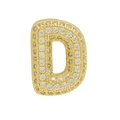 Iced out zircon letter D charm pendant in gold plated finish for custom jewelry - Gold Letter D