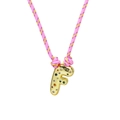 Handmade woven letter F necklace with colorful zircons and gold-plated pendant - Letter F (Gold F-Pendant) / Gold