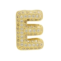 Golden bubble letter E charm pendant with sparkling cubic zirconia pavé stones - Gold Letter E
