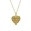 Gold-plated brass heart cage necklace with pink December birthstone pendant - October