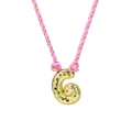 Adjustable woven letter necklace with rainbow crystals on golden bubble pendant G - Gold