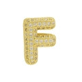 Bubble letter F charm pendant with sparkling cubic zirconia in gold plated finish - Gold Letter F
