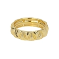 Minimalist 18k gold plated brass comma ring with geometric triangle engraved pattern - US 6 / Gold (FR231004)