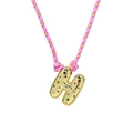 Handmade woven necklace with a 3D golden letter H pendant and multi-colored gemstones - Letter H (Gold H-Pendant) / Gold