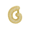 Gold plated bubble letter G charm pendant with sparkling cubic zirconia pavé setting - Gold Letter G