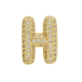 Sparkling gold bubble letter H charm with white cubic zirconia pavé setting jewelry - Gold Letter H