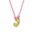 Adjustable woven necklace featuring a golden bubble letter J pendant with colorful gems - Letter J (Gold J-Pendant) / Gold