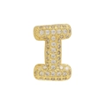 Golden finish alphabet I letter charm with sparkling cubic zirconia pavé inlay - Gold Letter I