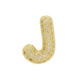 Iced out gold bubble letter J charm with pavé cubic zirconia for DIY jewelry making - Gold Letter J