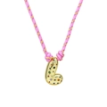 Letter L gold pendant necklace with colorful gemstones and pink braided rope - Letter L (Gold L-Pendant) / Gold