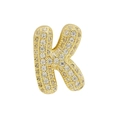 3D bubble letter K gold pendant with sparkling pavé cubic zirconia gemstones - Gold Letter K