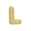 Sparkling gold zircon pavé letter L charm for DIY bracelets with beaded metal borders - Gold Letter L